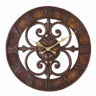 Hen Feathers Classic Bronze Rosette Indoor Outdoor Clock by Kirch   Outdoor Clocks
