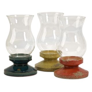 Loxias Assorted Colors Hurricane Candle Holders   Set of 3   Candle Holders