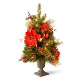 3 ft. Decorative Collection Home Spun Entrance Pre Lit Potted Christmas Tree   Christmas Trees