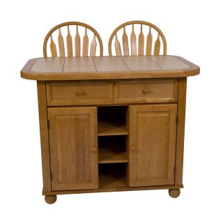 Sunset Trading Tile Top Kitchen Island Set with 2 Stools   Honey Light Oak   Kitchen Islands and Carts