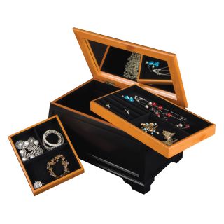 Mele Petra Cedar & Black Large Jewelry Box   14W x 8H in.   Womens Jewelry Boxes