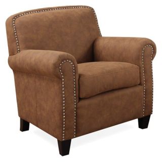 Emerald Home Belton Nailhead Accent Chair   Tan Brushed Microfibre   Upholstered Club Chairs
