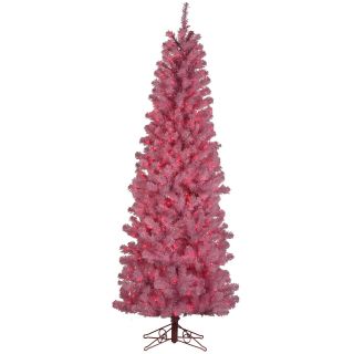 Pre lit Pink Light 7.5 ft. Pencil Pine Pink Christmas Tree   Artificial Christmas Trees