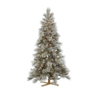 7 ft. Norway Pine Flocked Pre Lit Christmas Tree   Christmas Trees