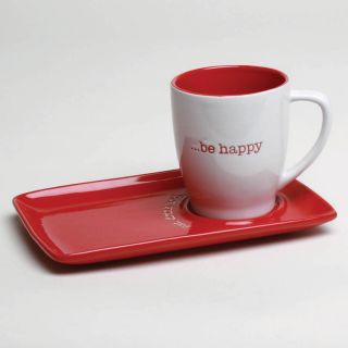 Tag Chalet Red and White Plate & Mug Set   Winter