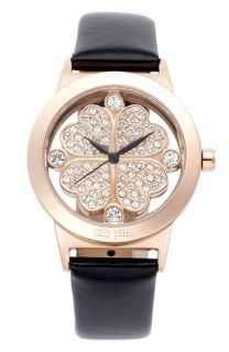 Betsey Johnson Skull Dial Leather Strap Watch, 40mm