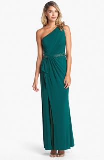 Adrianna Papell Caviar Illusion Back Beaded Gown