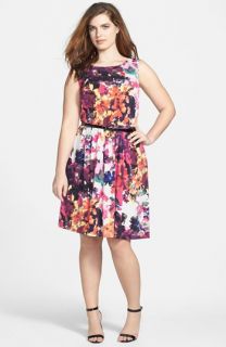 Jessica Simpson Floral Fit & Flare Dress (Plus Size)