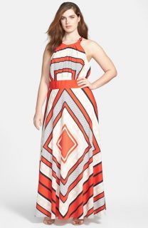 Eliza J Scarf Print Woven Maxi Dress (Plus Size)