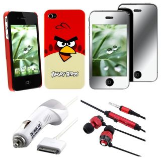 Angry Birds Case/ LCD Protector/ Headset/ Charger for Apple iPhone 4 Eforcity Cases & Holders
