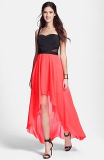 Hailey Logan Mesh Inset High/Low Dress (Juniors) (Online Only)