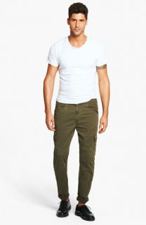 Calvin Klein T Shirt, J Brand Slim Cargo Pants & Shipley & Halmos Leather Jacket