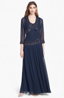 J Kara Embellished Chiffon Dress & Bolero (Regular & Petite)