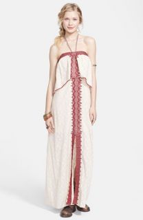 Free People Marrakesh Lace Trim Jacquard Halter Maxi Dress