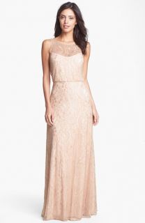 Aidan Mattox Embellished Lace Gown