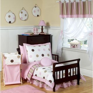 Sweet JoJo Designs Pink/ Brown Modern Polka Dot 5 piece Toddler Girl's Bedding Set Sweet Jojo Designs Kids' Comforter Sets