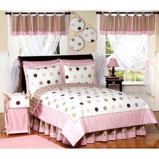 Sweet JoJo Designs Girl's Pink/ Brown Polka Dot 3 piece Full/ Queen size Quilt Set Sweet Jojo Designs Kids' Comforter Sets
