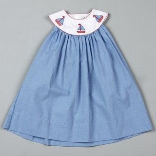 Petit Ami Toddler Girl's Blue Sailboat Dress Petit Ami Girls' Dresses