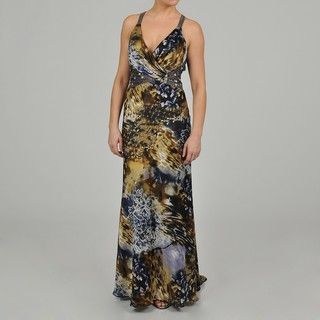 Ignite Women's Beaded Floral and Animal print Long Halter Gown S.L. Fashions Evening & Formal Dresses