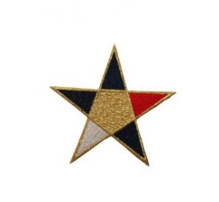 ID #7292 Red White Blue Gold Star Pattern Iron On Embroidered Patch Applique Clothing