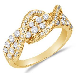 10K Yellow Gold Ladies Womens Channel Set Round Brilliant Cut Diamond Wedding Band OR Anniversary Ring (1.08 cttw.) Jewelry