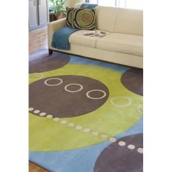 Hand tufted Contemporary Multi Colored Geometric Circles Mayflower Wool Abstract Rug (10' x 14') 7x9   10x14 Rugs