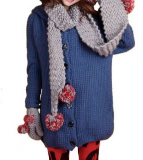 ELLAZHU Women Knitwear Cold Weather Hooded Sweater Coat Onesize GY237 Blue Clothing