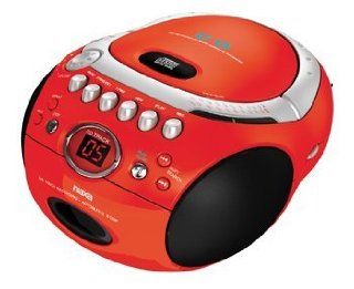 Naxa NX 235 Portable CD Player with AM/FM Stereo Radio Cassette Player/Recorder RED  Boomboxes 