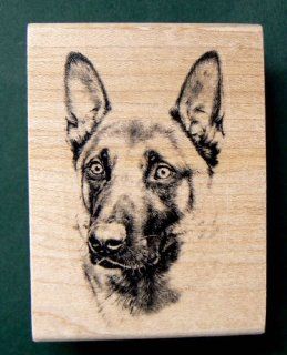 German shepherd dog portrait rubber stamp P7