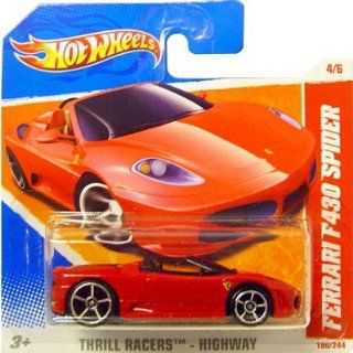 2011 Hot Wheels Red FERRARI F430 SPIDER #190/244, Thrill Racers Highway #4/6 (Short Card) Toys & Games