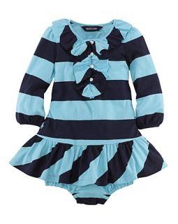 Ralph Lauren Childrenswear Infant Girls' Ruffled Rugby Stripe Dress   Sizes 9 24 Months's