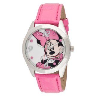 Disney Women's Minnie Mouse Pink Leather Band Watch MINAQ256 Watches