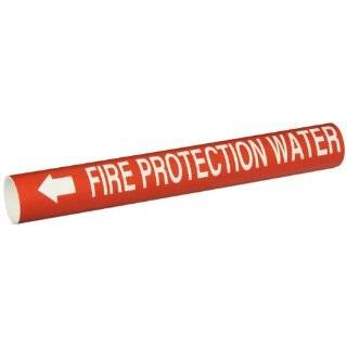 Brady 4060 B Snap On 1 1/2"   2 3/8" Outside Pipe Diameter B 915 Coiled Printed Plastic Sheet White On Red Color Pipe Marker Legend "Fire Protection Water"