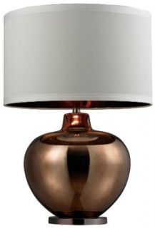 Dimond Lighting HGTV273 HGTV Home Bronze Plated Glass With Coffee Plated Base Table Lamp with White Faux, Bronze Plated Glass and Coffee Plated Base  