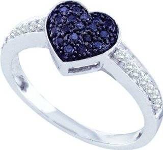 0.34ctw Black Diamond Heart Ring 10K White Gold Jewelry