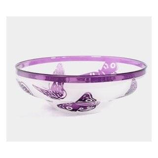 Correia Designer Art Glass, Bowl Lilac Butterflies   Decorative Bowls