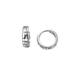 Designer Cut Out 14K White Gold Huggie Earrings FreshTrends Jewelry