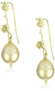 Vibes "Whimsical" 18 Karat Gold South Sea Pearl and Diamond Earrings Jewelry
