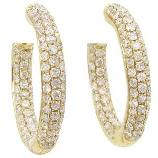 Women 14k Yellow Gold 1.03ctw diamond Hoop earring 54 LE286Y Size 3.65 ELiIT Jewelry