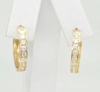 14K Yellow Gold CZ Huggies Earrings Jewelry