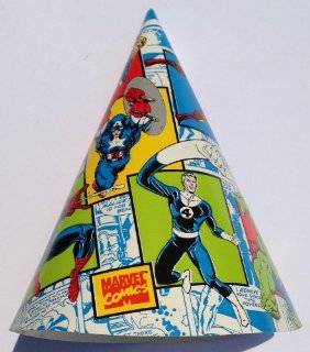 Vintage SUPER HEROS Marvel Comics SPIDERMAN, CAPTAIN AMERICA, THE HULK, WOLVERINE & More Party Hats DATED 1995 (8 Count) Toys & Games