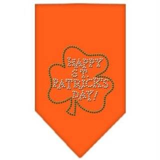 Dog Supplies Happy St. Patricks Day Rhinestone Bandana Orange Large