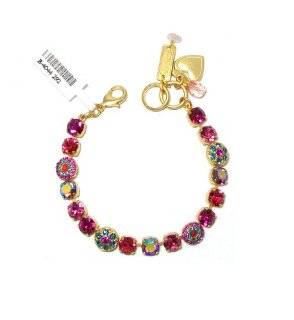 Mariana 24k Matte Gold Plated "Sorbet" Collection Swarovski Crystal Flower Bracelet in Rose, Rose Peach, Magenta and Teal Crystals Mariana Jewelry
