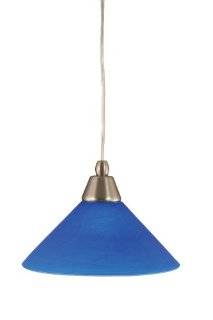 Toltec Lighting 22 BN 435 Cord Mini Pendant Light Brushed Nickel Finish with Blue Italian Glass, 10 Inch