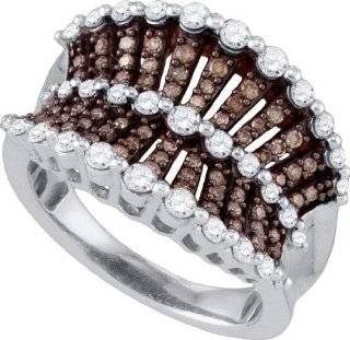 1.08ctw Brown Diamond Fashion Ring 10K White Gold Jewelry