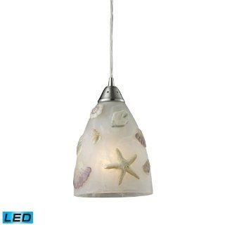 Elk 20000/1 LED Seashore 1 LED Light Pendant with Hand Blown Glass Shade, 7 by 10 Inch, Nickel Finish   Ceiling Pendant Fixtures  