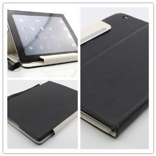 Big Dragonfly High Quality Smooth Print Protective Folio Leather Cover Book Case for Apple iPad 2 iPad 3 iPad 4 with Built in Kickstand & 3 Card Slots & Hand Strap & Safe Magnet Button Retail Package Black/White (Colors Vary) Computers & A
