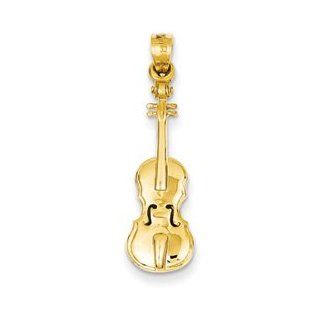 Genuine IceCarats Designer Jewelry Gift 14K Violin Charm In 14K Yellow Gold IceCarats Jewelry
