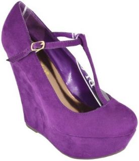 Breckelle Cilo 15W Purple Women Wedge Pumps, 11 M US Shoes