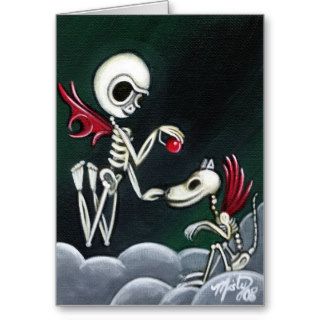 "Stay" day of the dead skeleton dog art CARD